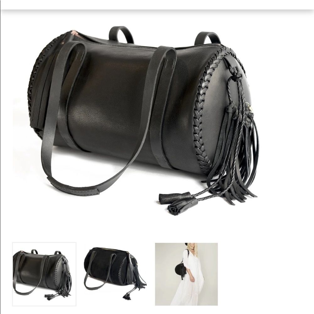 Wendy Nichol Black Leather Duffle Bag, tote, purse